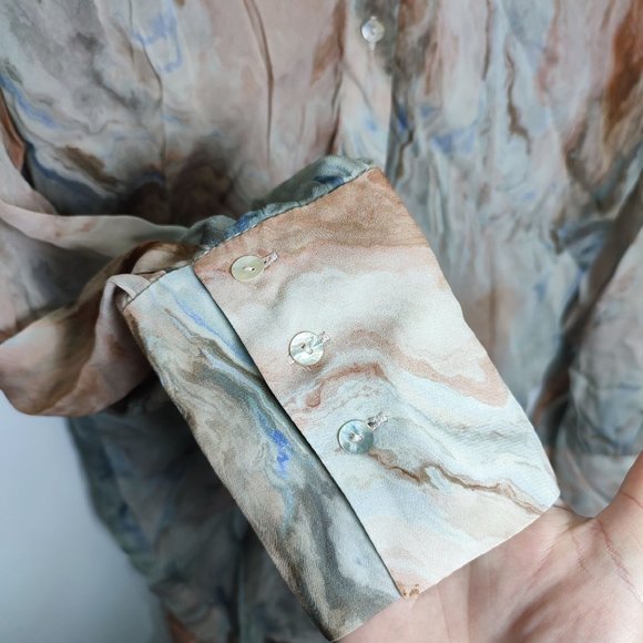 Zara Marble Print Blouse - Cream and Brown - Picture 12 of 13